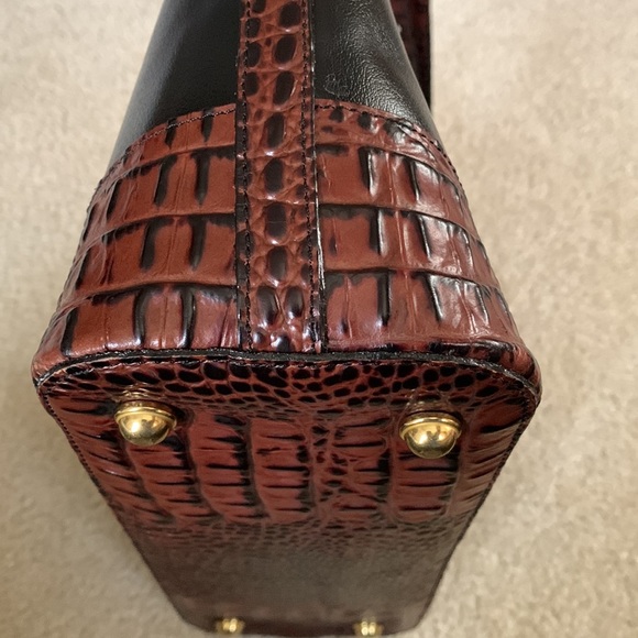 Brahmin Asher Satchel Tote Black Brown Crocodile Embossed Leather Purse - Picture 9 of 17